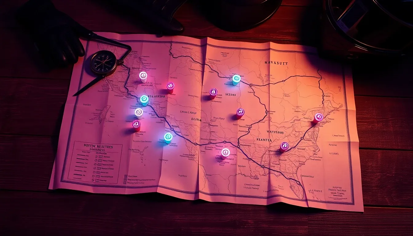 IA sélectionnant des points d'intérêt sur une carte de navigation moto