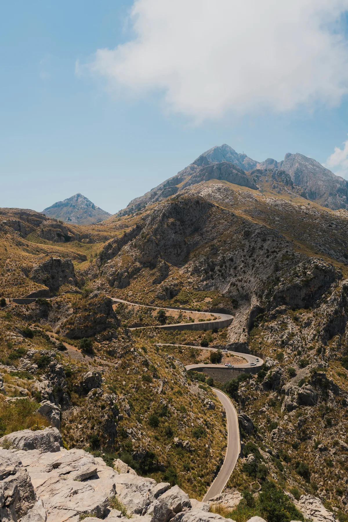 Winding road of Sa Calobra in Mallorca through the mountains