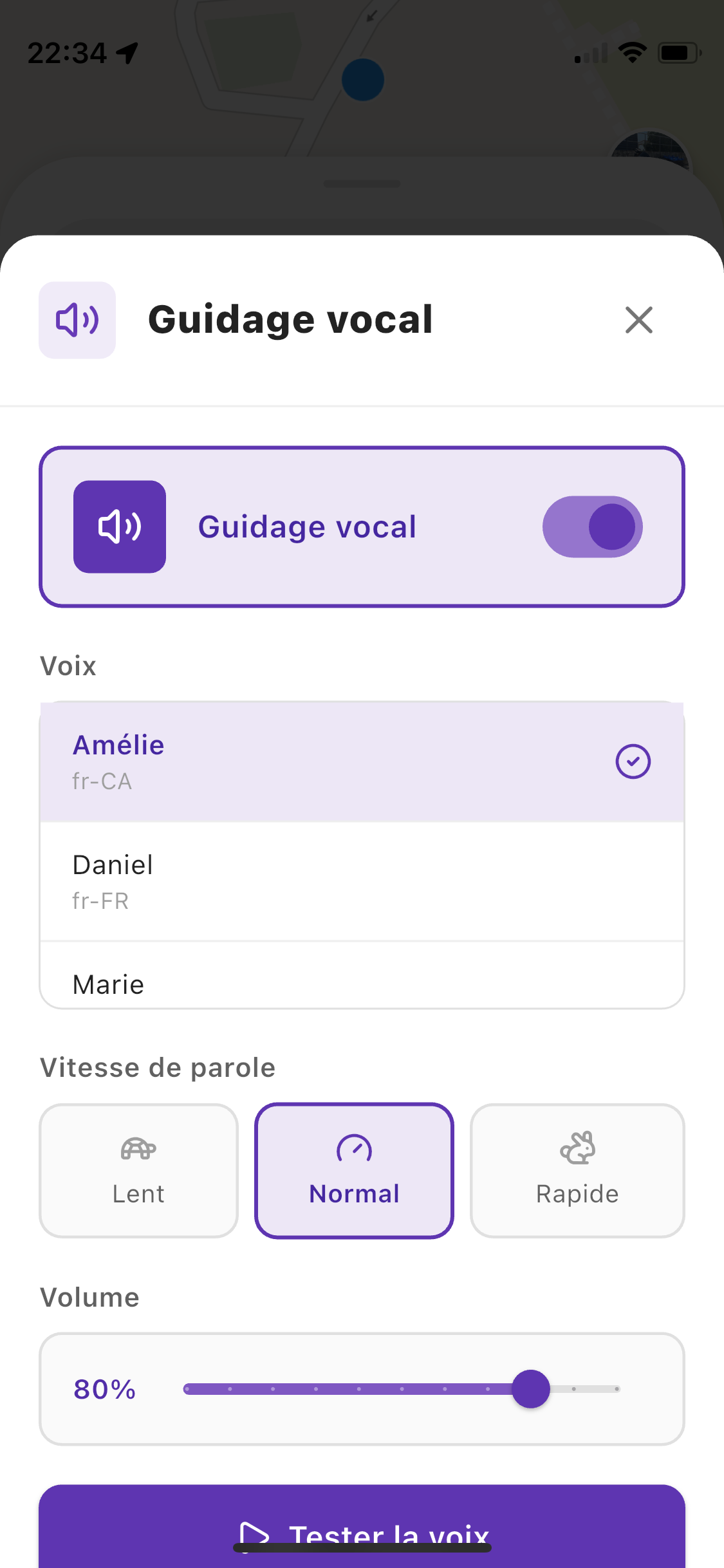 Sélectionner dans Vroom GPS
