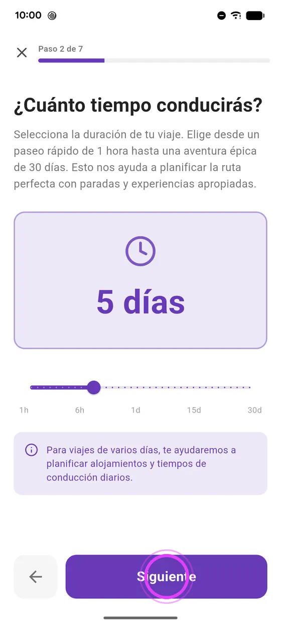 Salida y duración