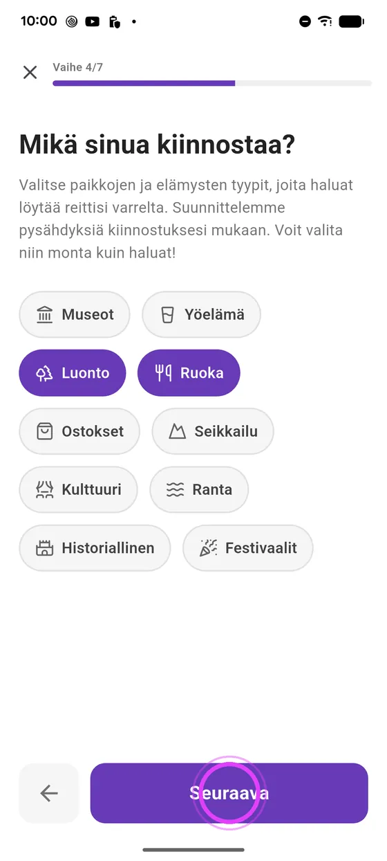 Ajoaika ja kiinnostukset