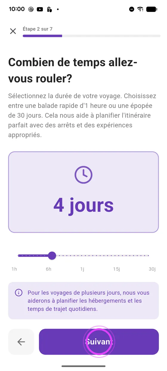 Départ et durée