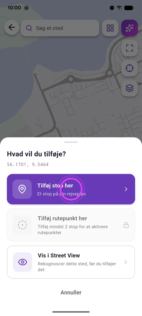 Langt tryk på kortet