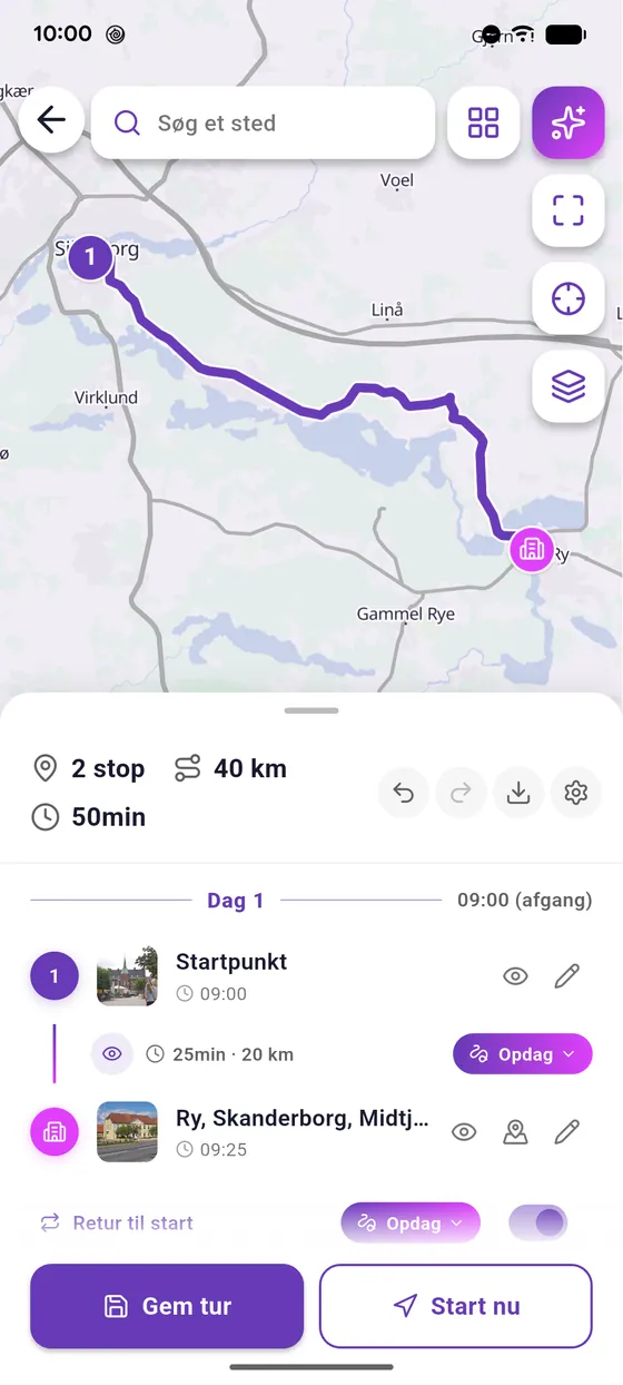 Beregn ruten