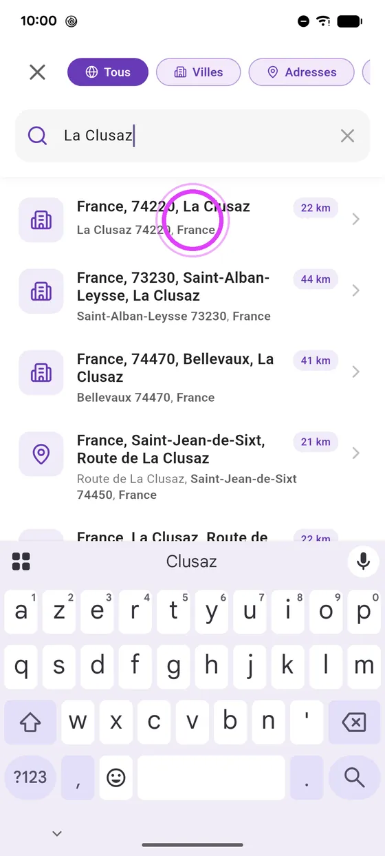 Cherche une étape