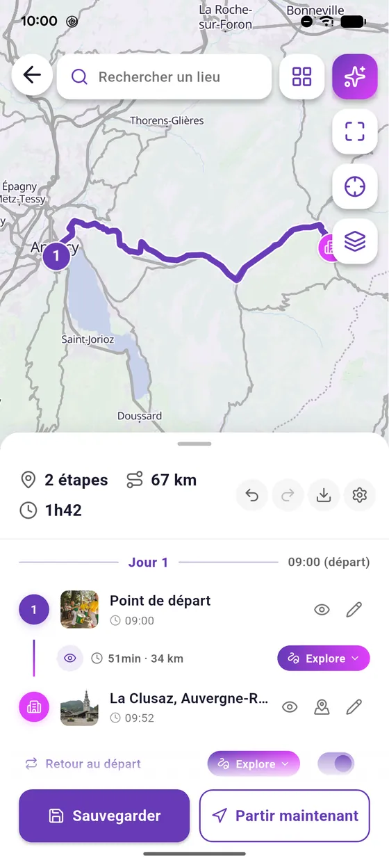 Calcule l'itinéraire