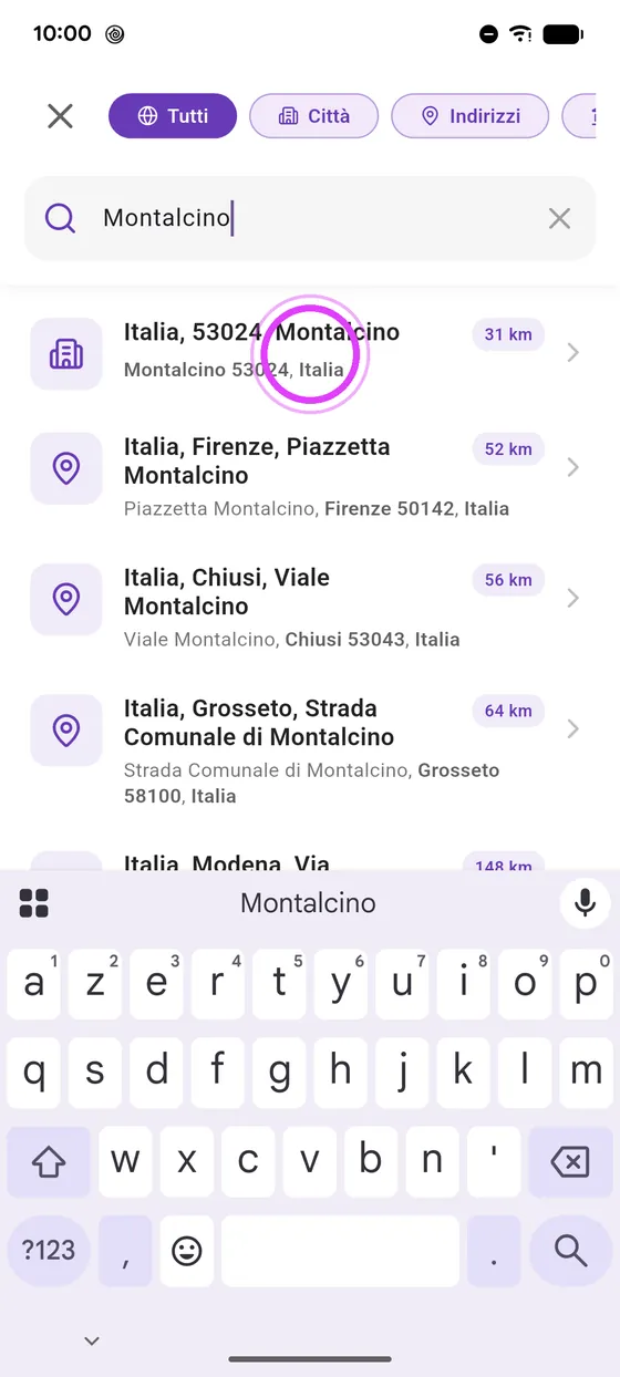 Cerca una tappa