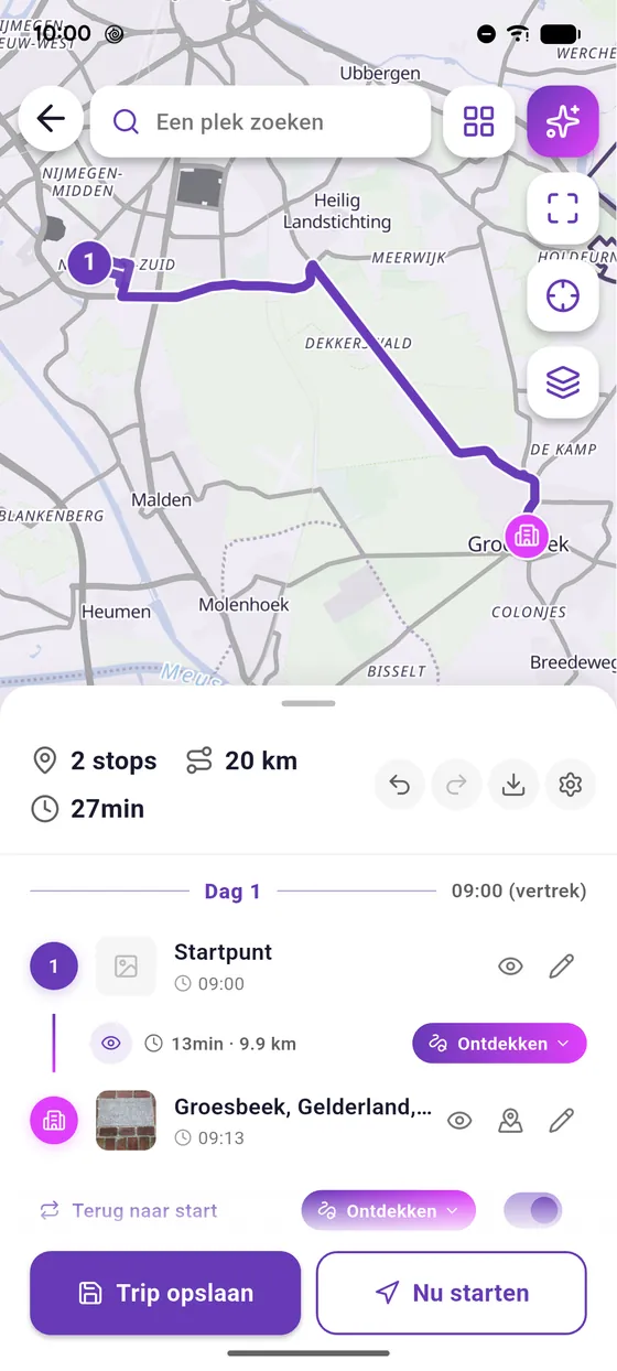 Bereken de route