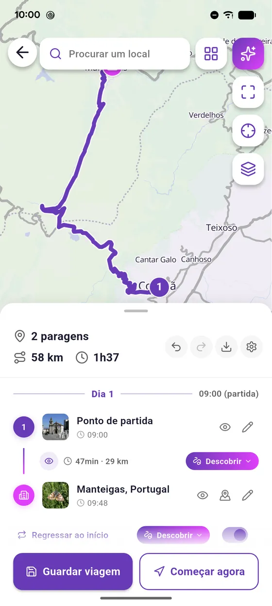 Calcula o percurso
