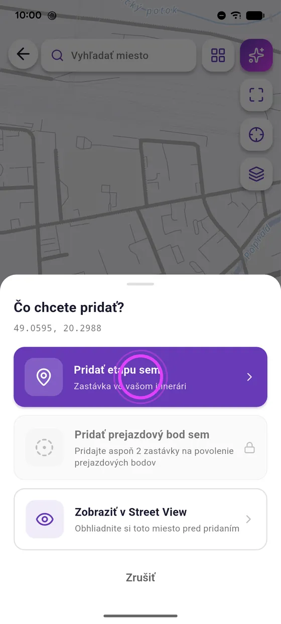 Dlhé podržanie na mape