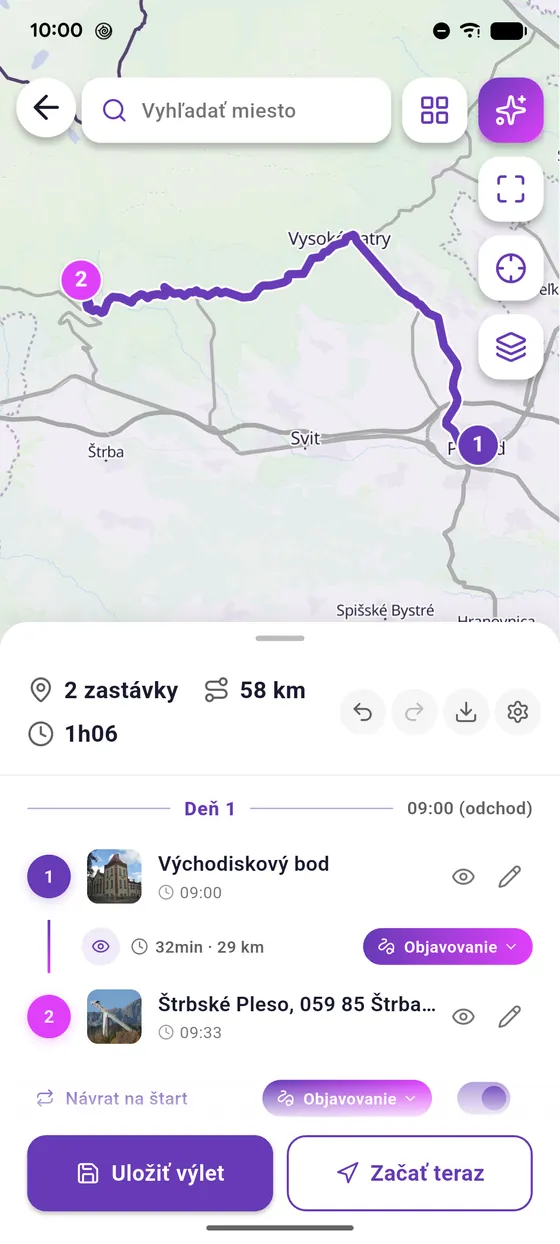 Vypočítaj trasu