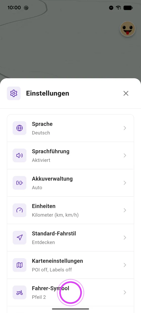 Fahrer-Symbol öffnen