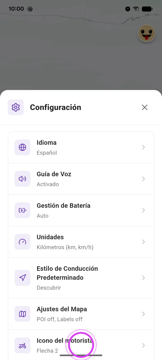 Abre el icono del motorista