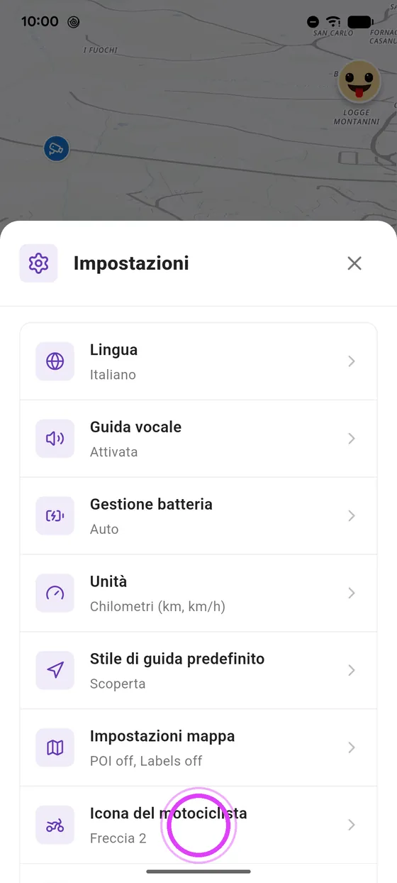 Apri l'icona del motociclista