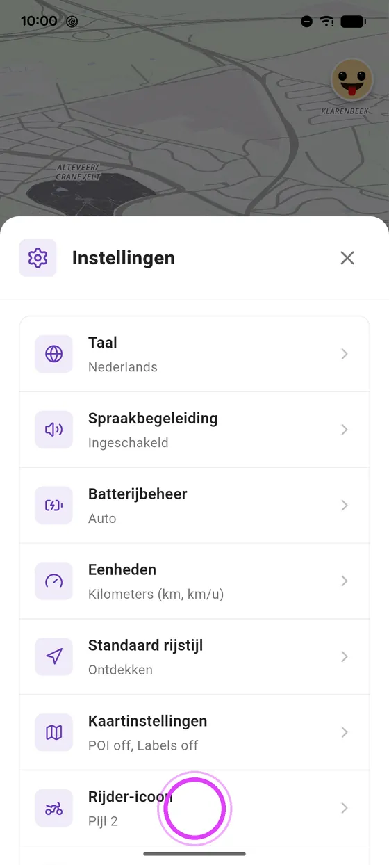 Open het rijder-icoon