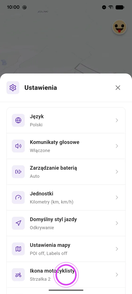Otwórz ikonę motocyklisty