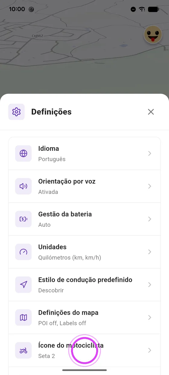 Abre o ícone do motociclista