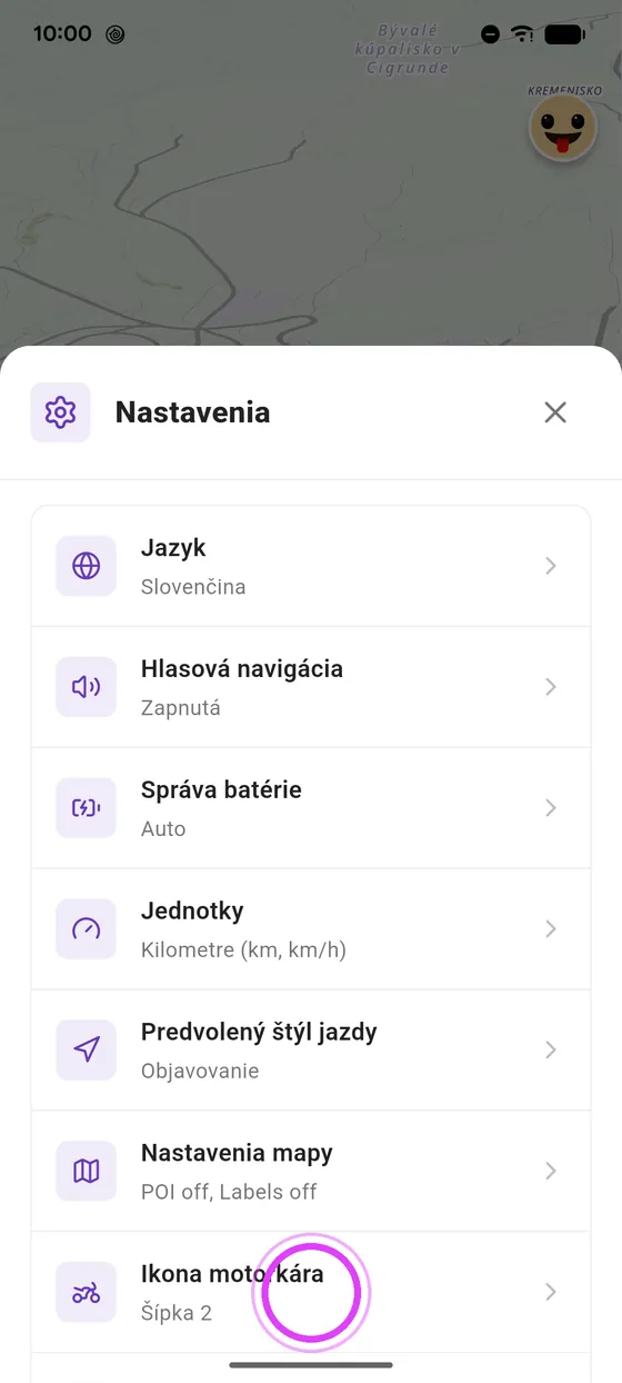 Otvor ikonu motorkára