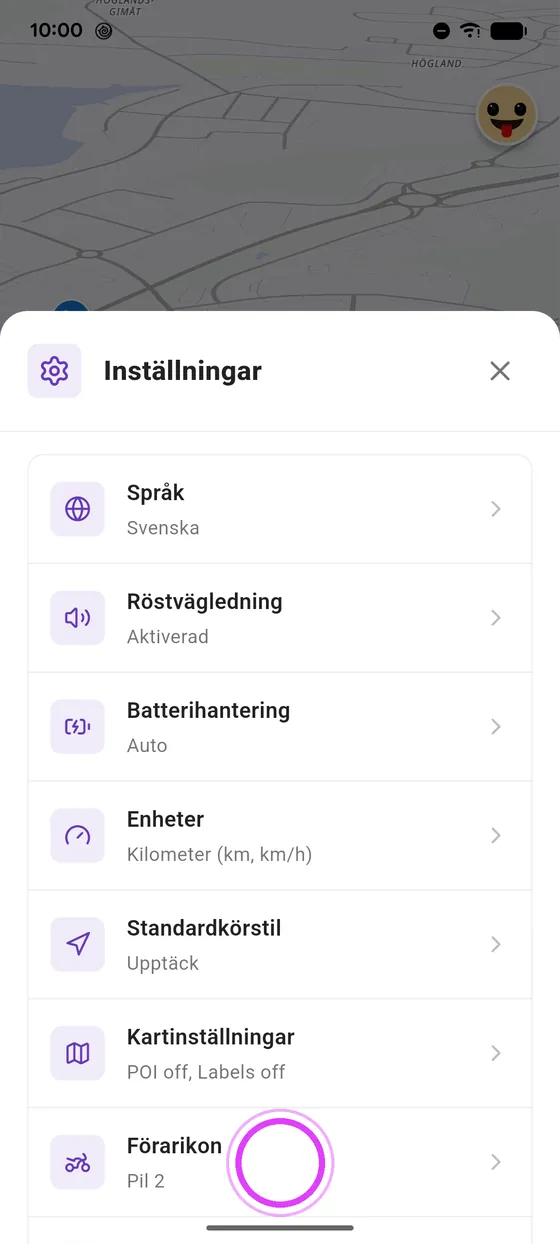 Öppna förarikonen
