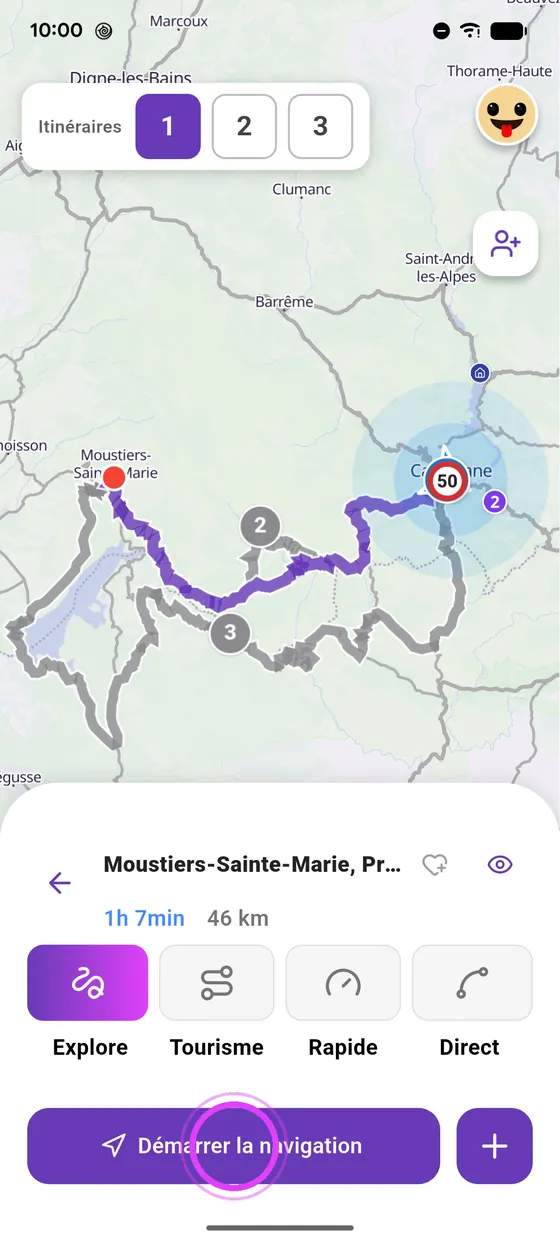 Démarre la navigation