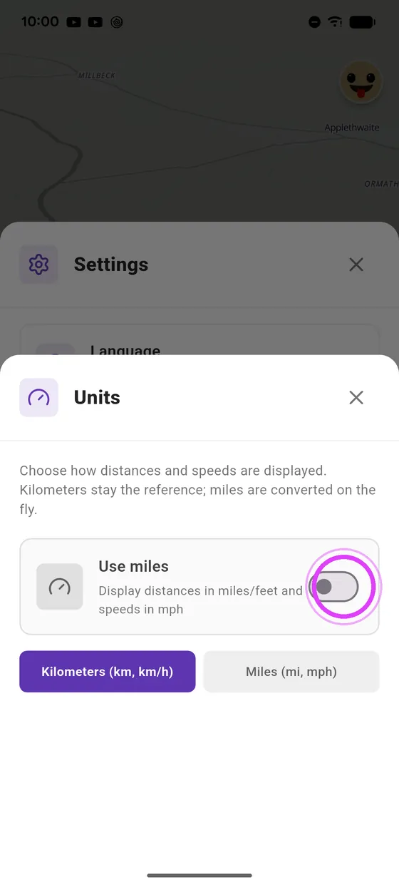 Switch to miles
