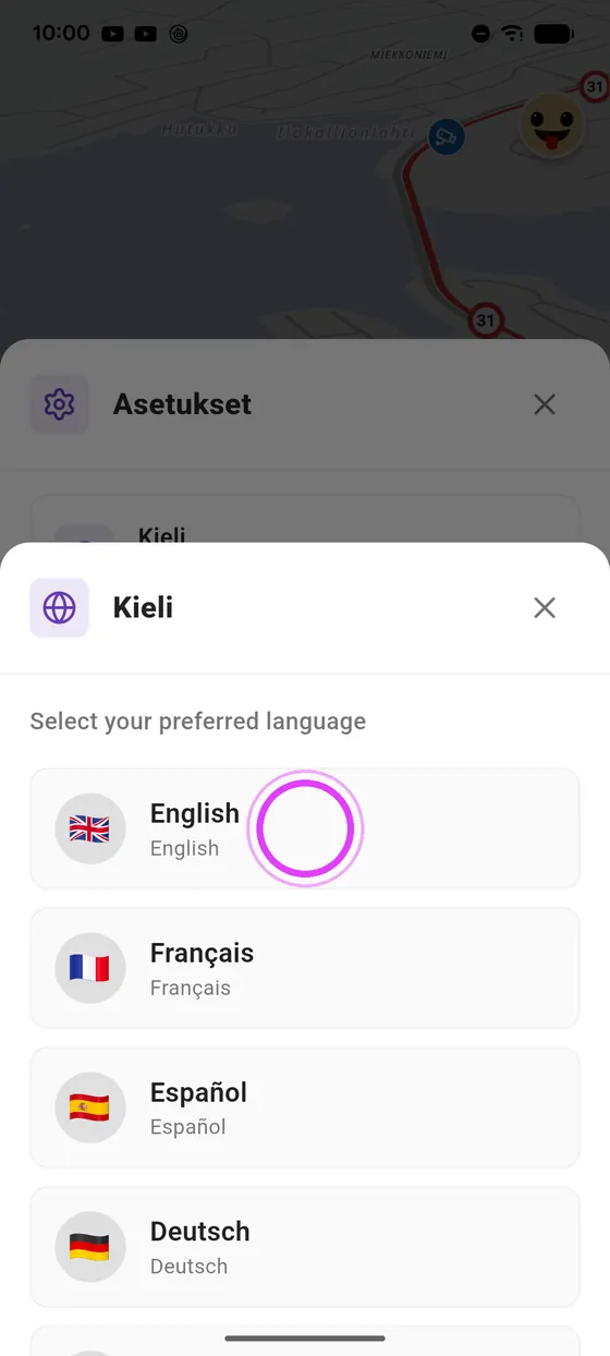 Valitse kieli