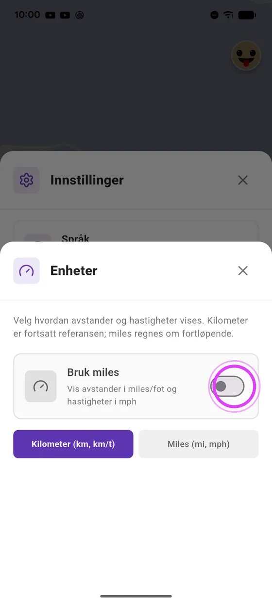 Bytt til miles