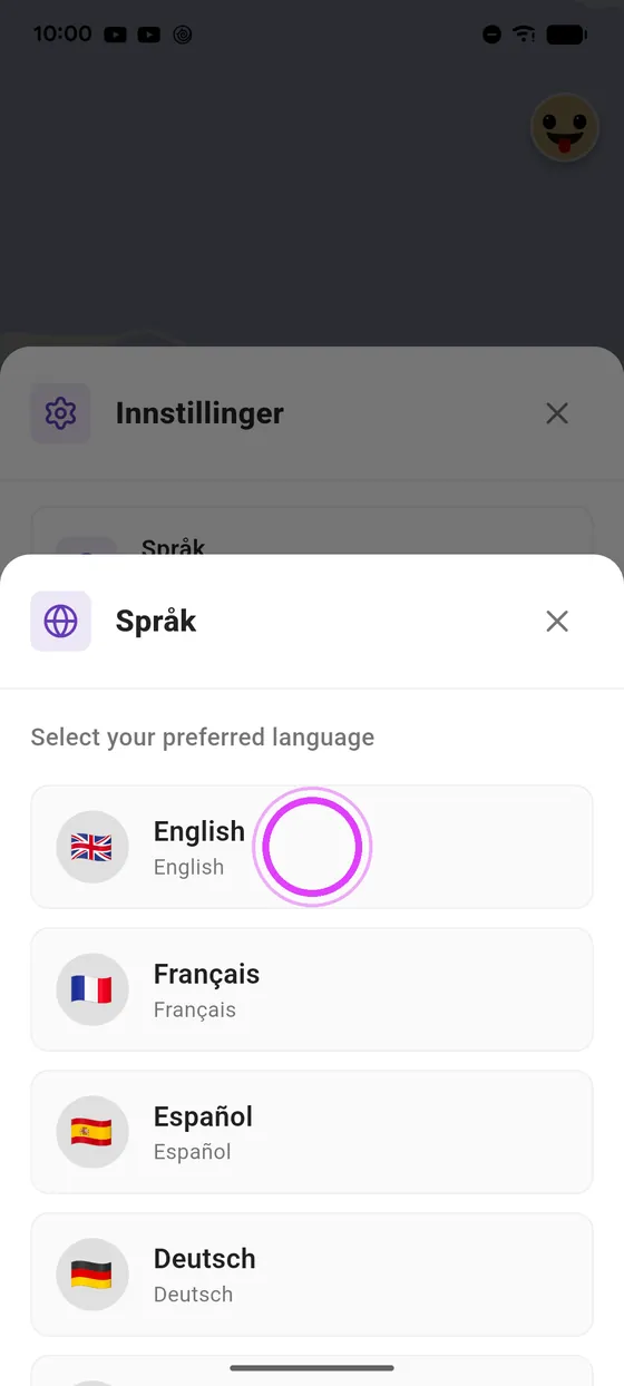 Velg språket ditt