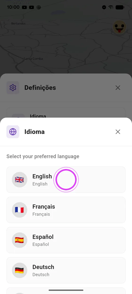 Escolhe o teu idioma