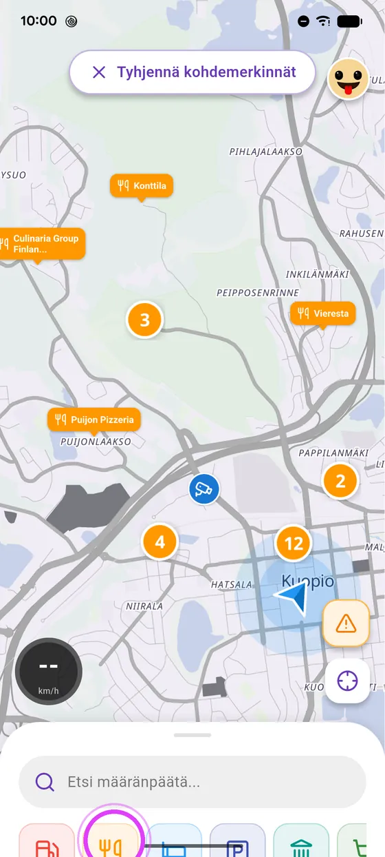 Ravintolat, hotellit, pysäköinti