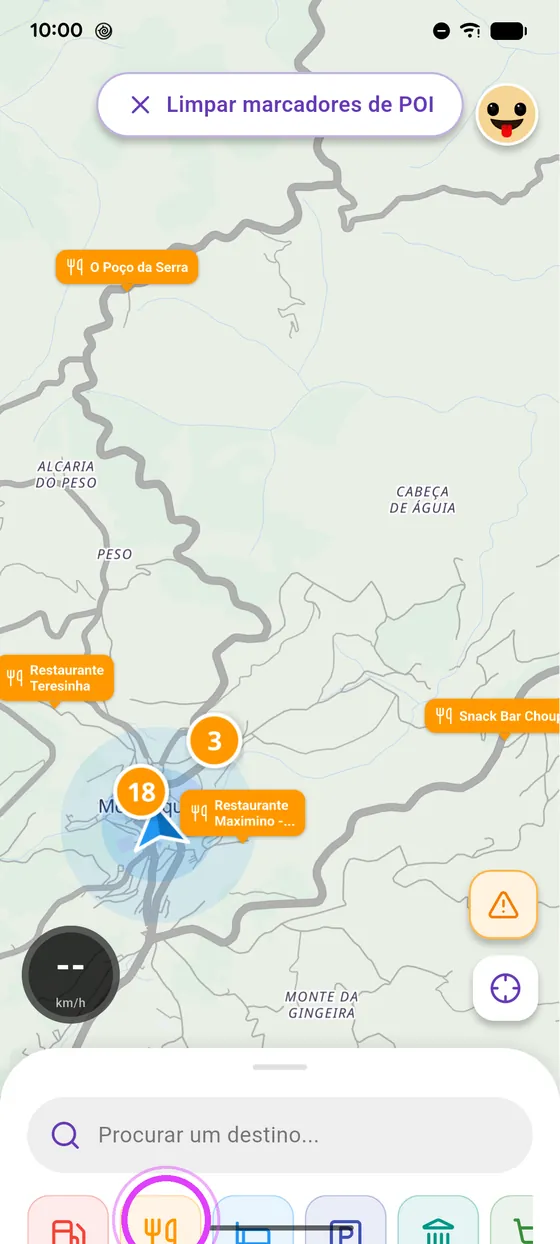 Restaurantes, hotéis, estacionamento