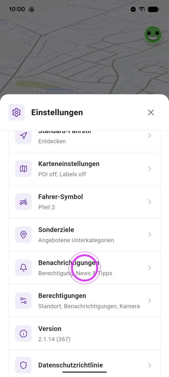 Öffne Benachrichtigungen