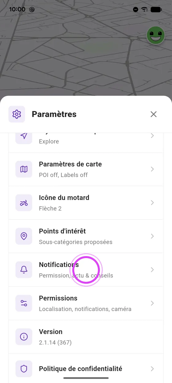 Ouvre Notifications