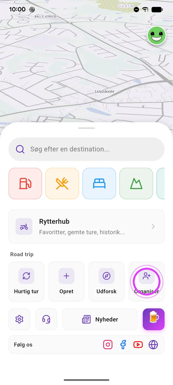 Tryk på Organisér