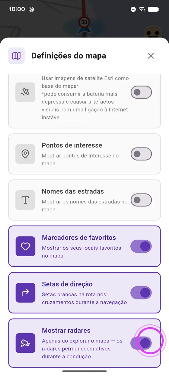 Oculta os radares