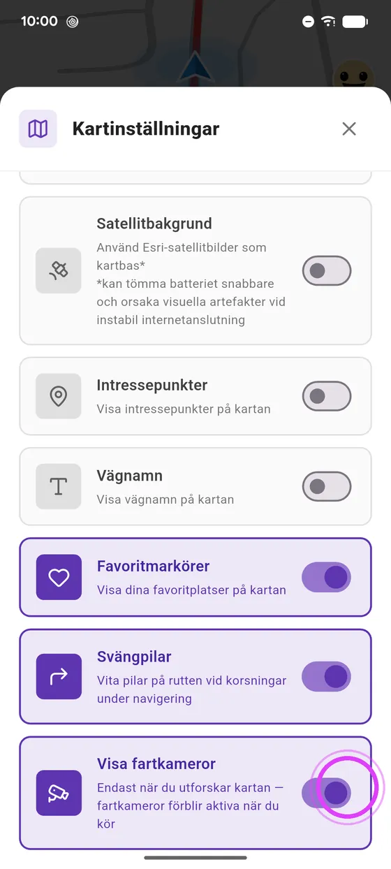 Dölj fartkamerorna