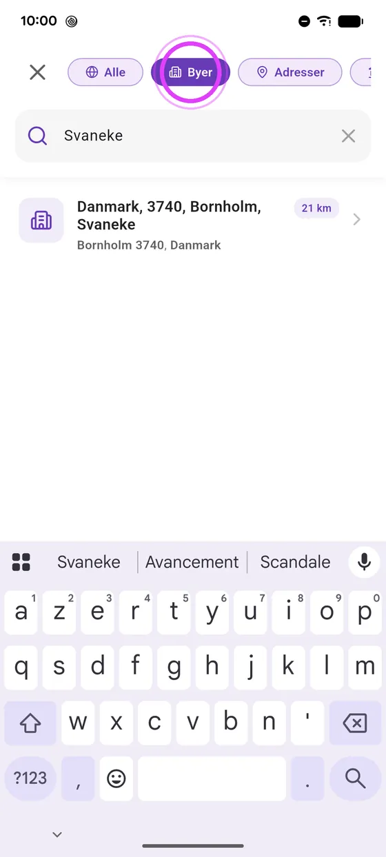 Skriv din destination