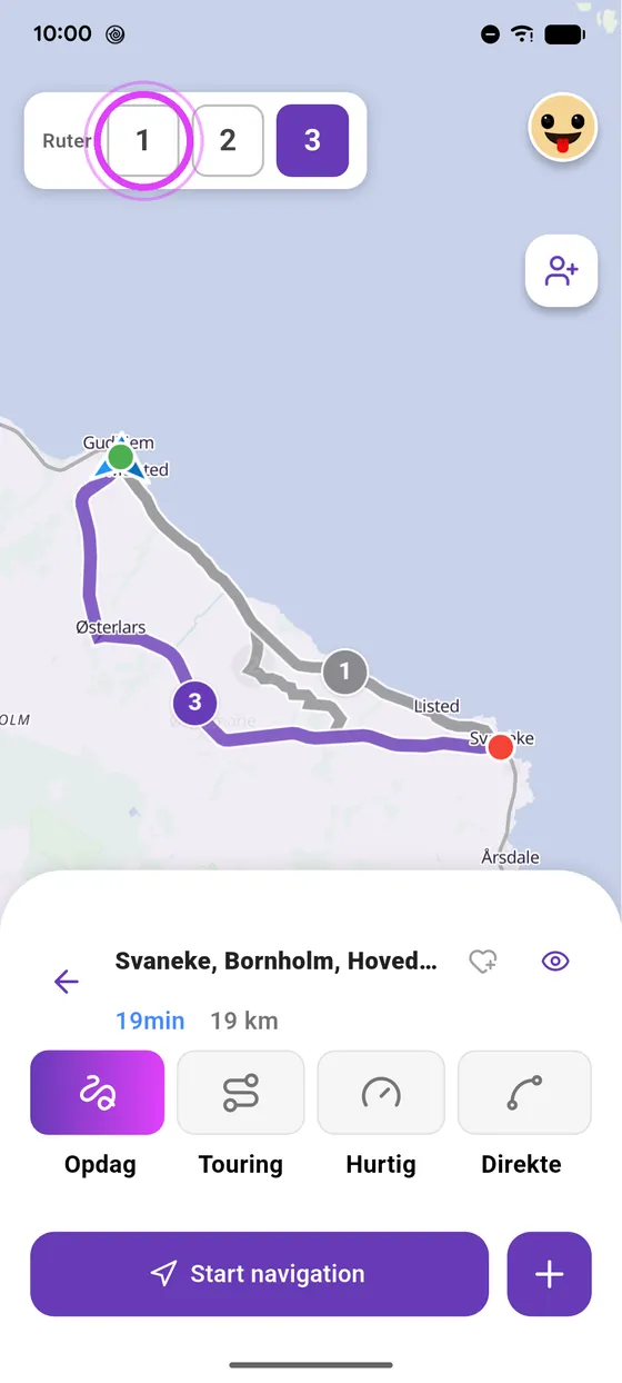 Sammenlign ruterne