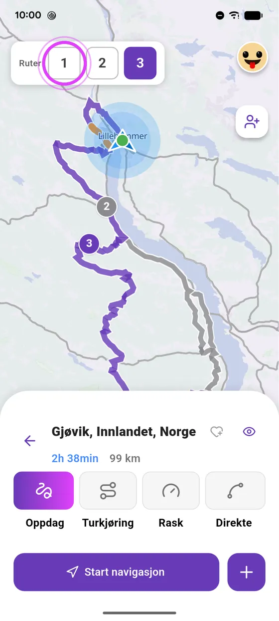 Sammenlign rutene
