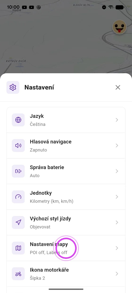 Otevři Nastavení mapy