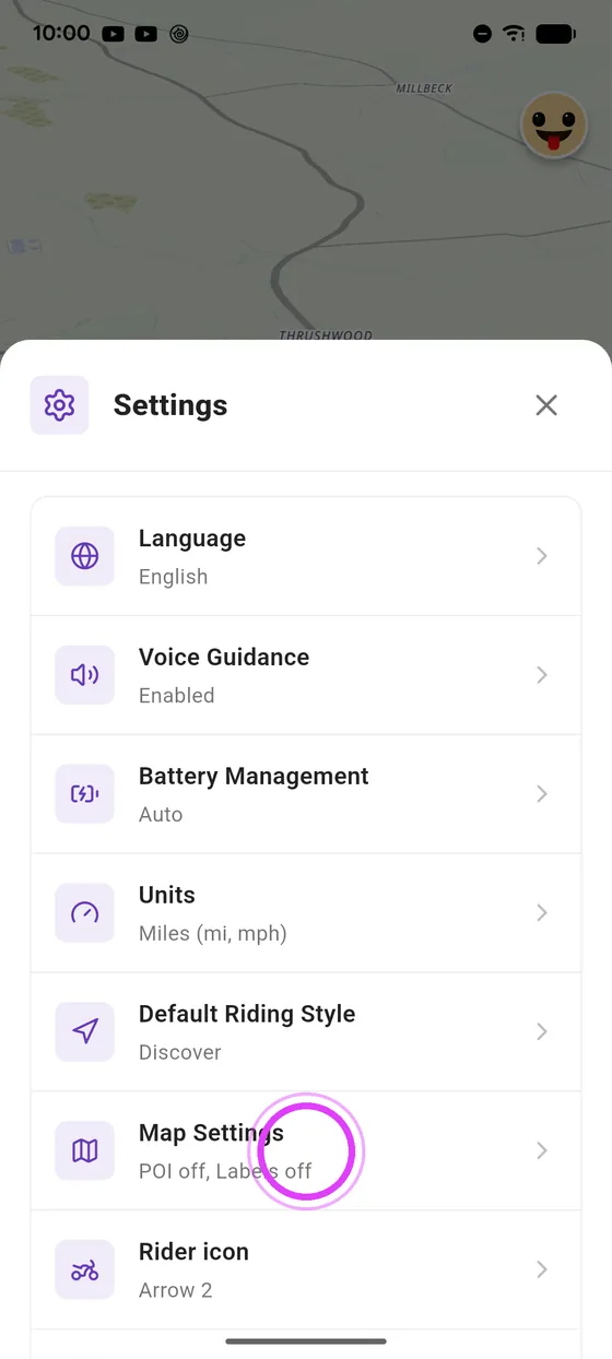 Open map settings