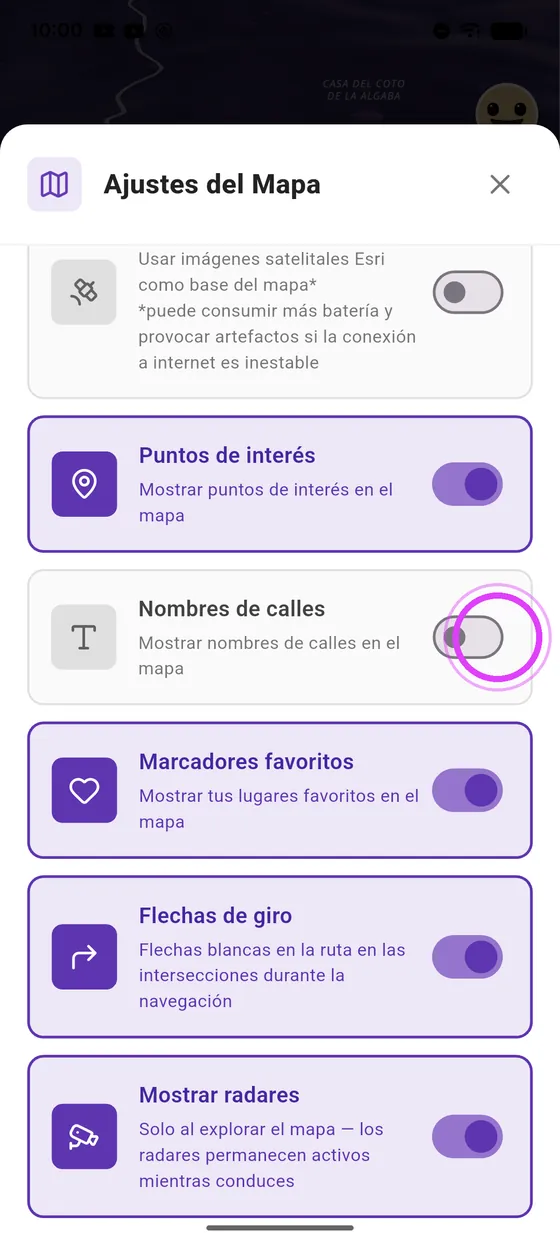 Puntos de interés y nombres de calles