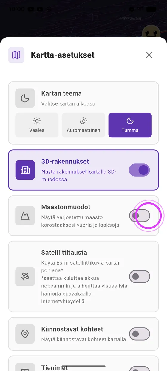 3D-rakennukset ja maastonmuodot