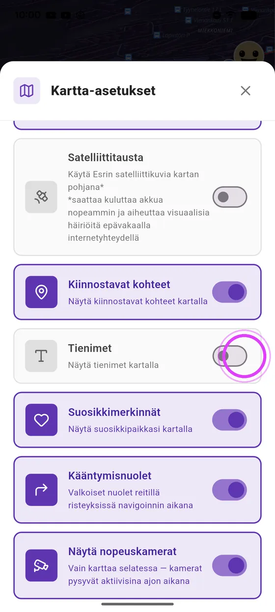 Kiinnostavat kohteet ja tienimet