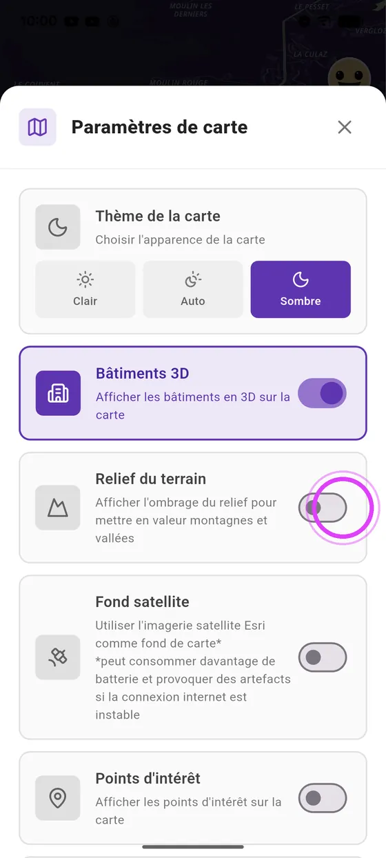 Bâtiments 3D et relief