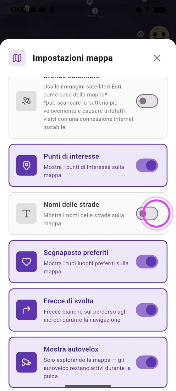 Punti di interesse e nomi delle strade