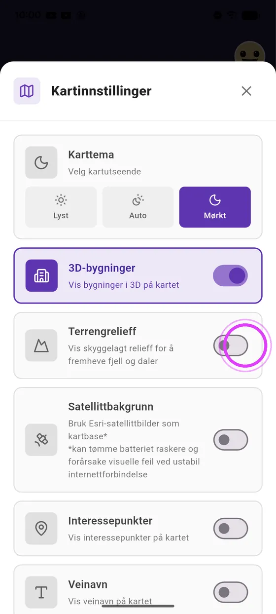 3D-bygninger og relieff