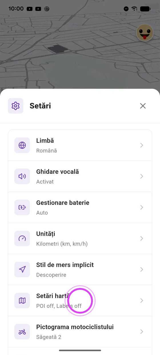 Deschide Setări hartă