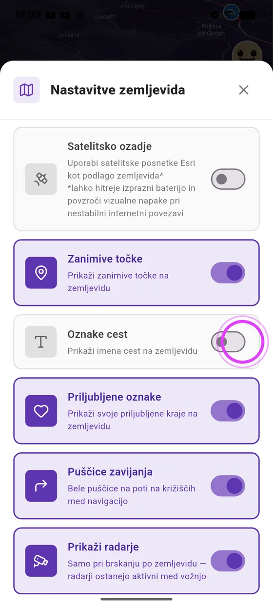 Zanimive točke in oznake cest