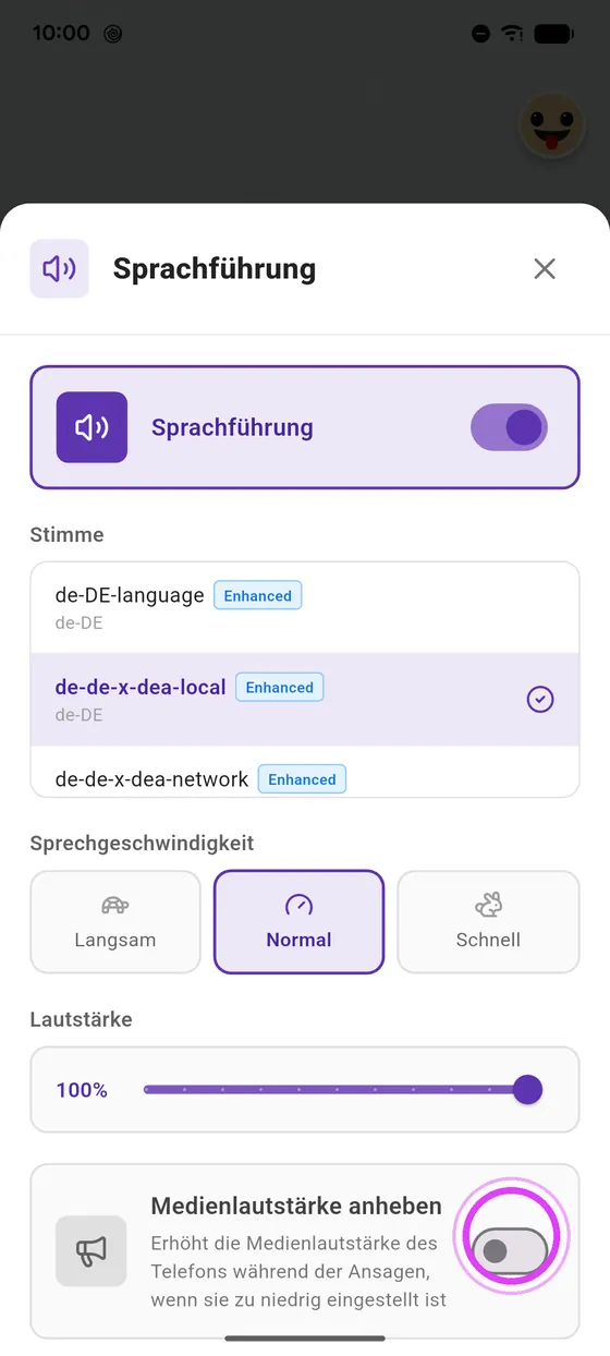 Lautstärke anheben